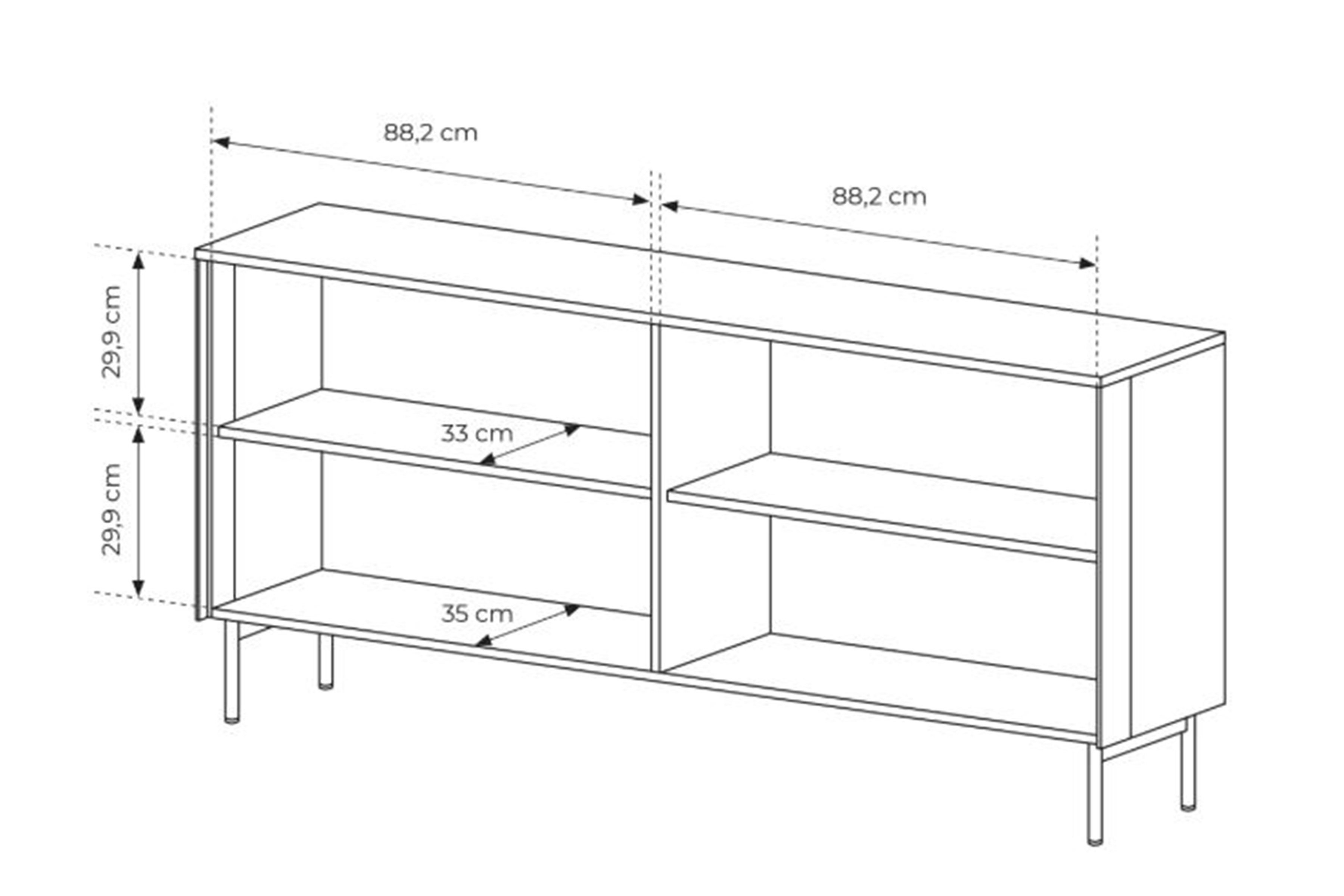 Komoda Auri 181 cm s osvetlením - dub dunin / čierna Komoda Auri 181 cm s osvetlením - Dub dunin / Čierny