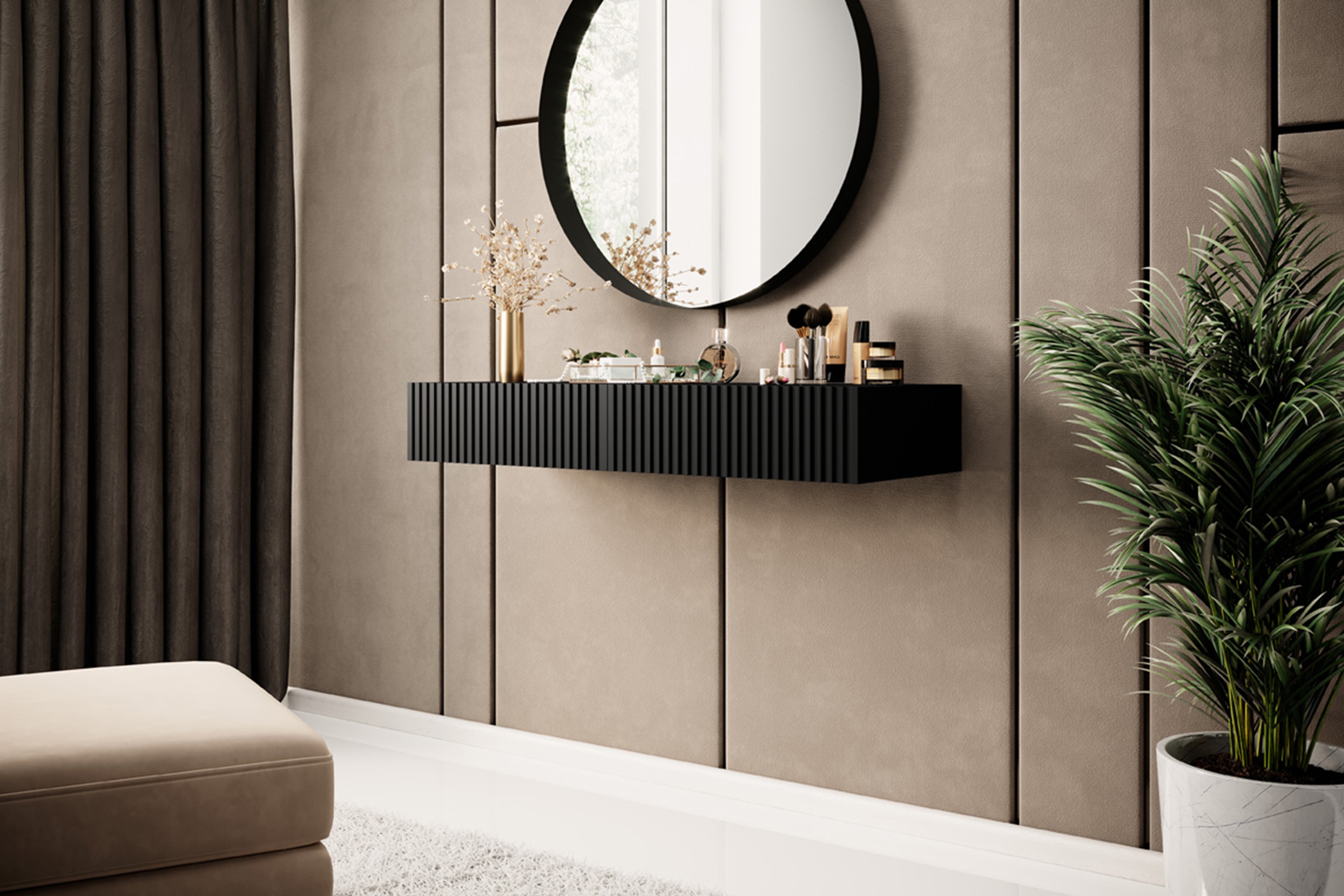 Závesná konzola Nicole 100 cm - čierny mat Konzolový Stolík Nicole 100 cm závesná - Čierny mat