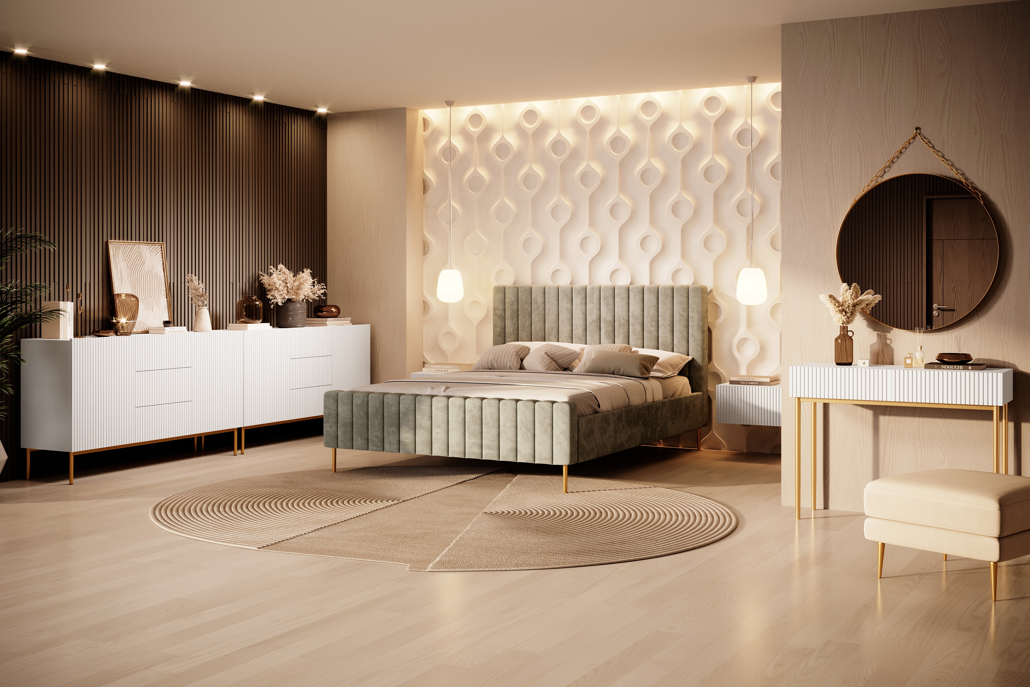 Konzolový stolek Nicole 100 cm se zásuvkami - bílý mat / zlaté nohy konzole Nicole 100 cm se zásuvkami - bílý mat / zlote nozki