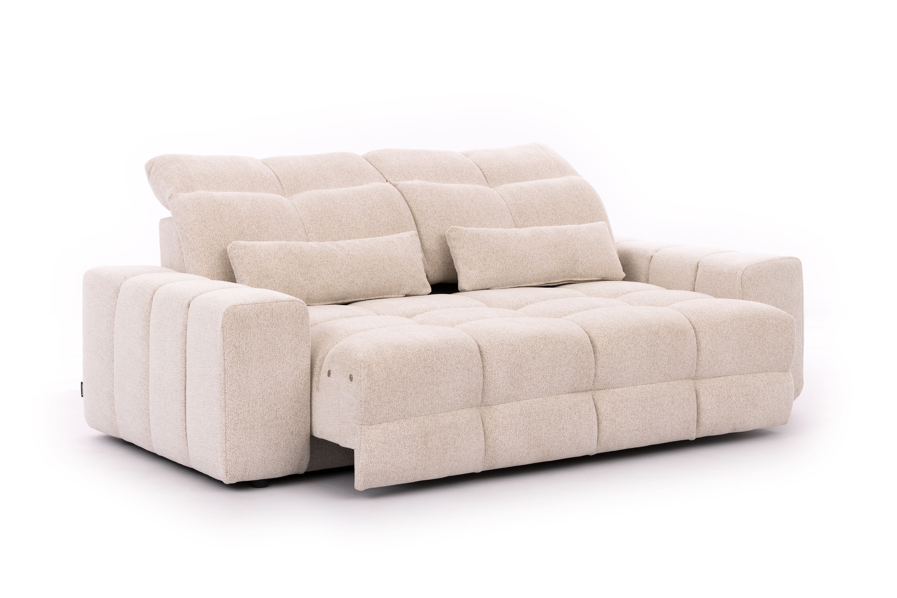 Sedačka Magnelio Prestige III s elektricky výsuvným sedadlom - béžová bouclé Raven 22 Pohovka Magnelio Prestige III s elektricky výsuvným sedákem - Béžová bukla Raven 22