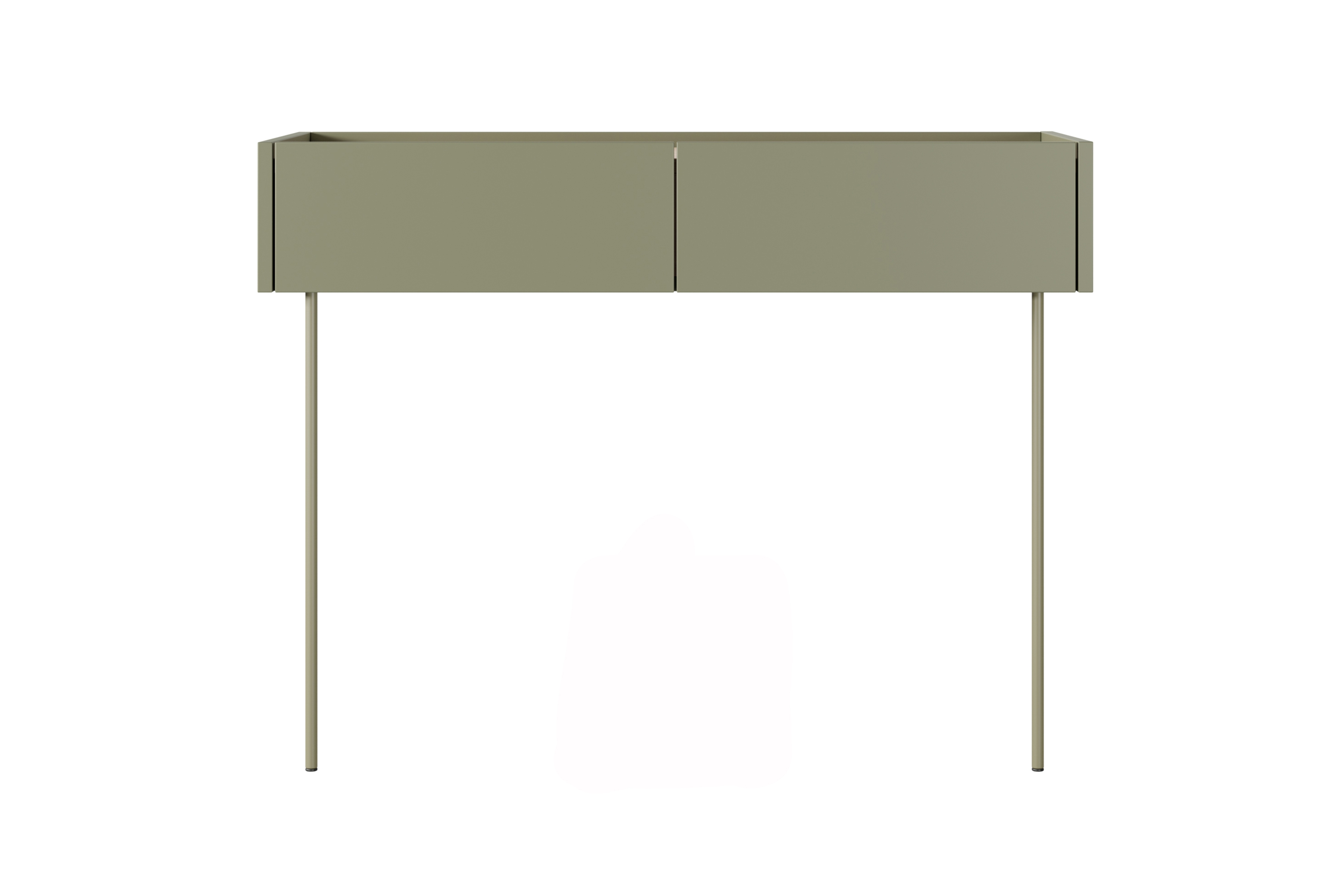 Konzolový Stolík Desin 100 cm so zásuvkami i metalowymi nogami - Oliva / Dub nagano Konzolový Stolík Desin 100 cm so zásuvkami i metalowymi nogami - Oliva / Dub nagano