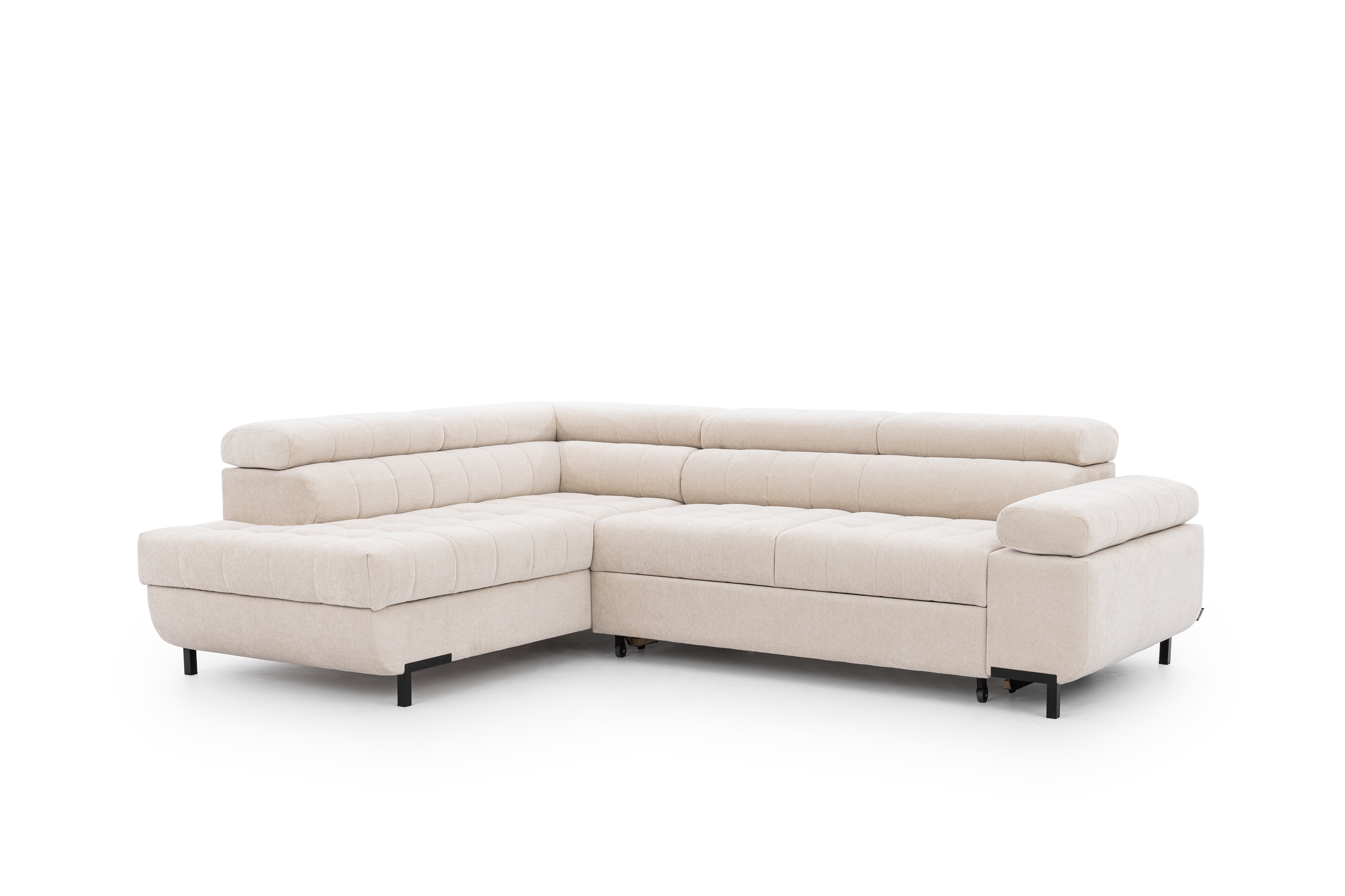  Rohová rozkladacia sedacia súprava Tyrion L ľavá - béžový šenil Ditra New 20  Rohová sedacia súprava Ľavá strana rozkladany do obývacej izby Tyrion L - béžový šenil Ditra New 20 