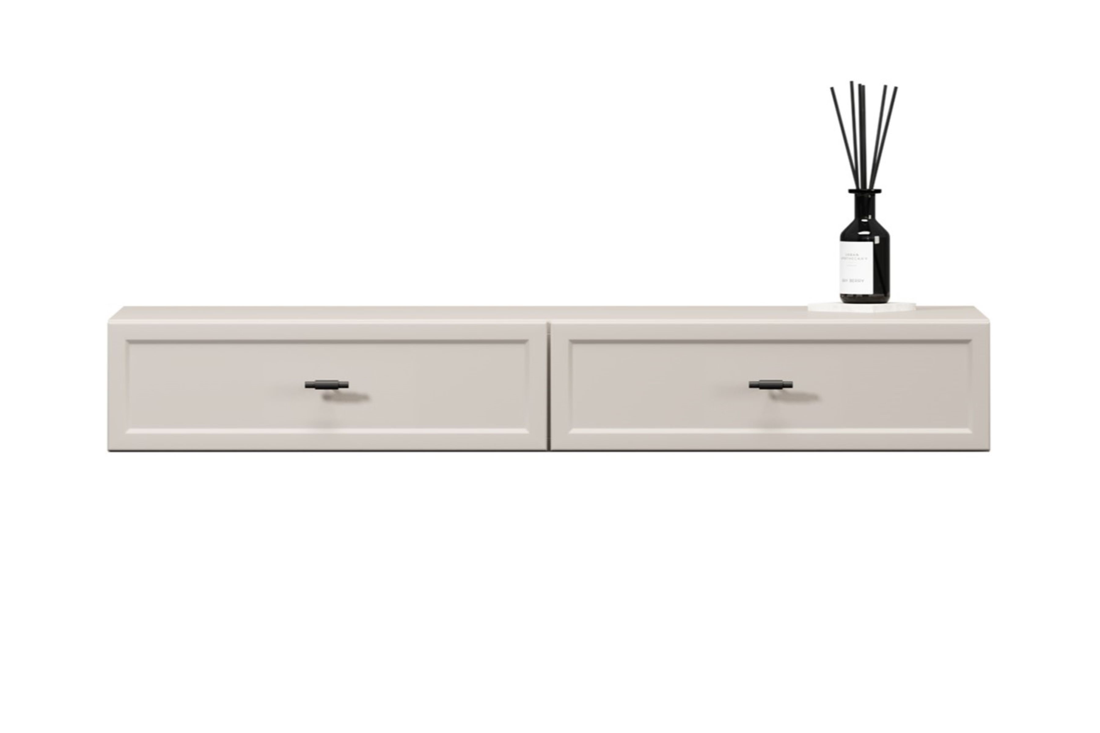 konzole závěsná Lorini 100 cm se zásuvkami - kašmír / černá Úchytky T-bar konzole závěsná Lorini 100 cm se zásuvkami - kašmír / černá Úchytky T-bar