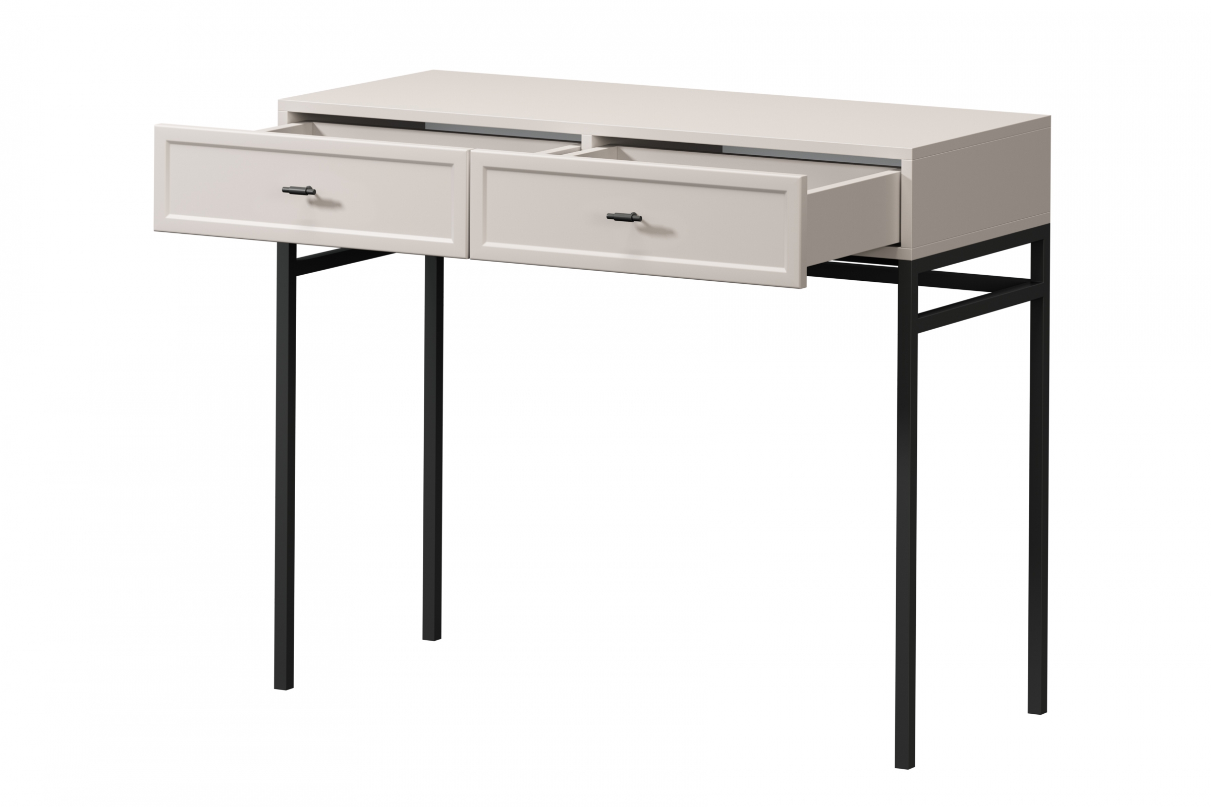 konzole Lorini 100 cm se zásuvkami - kašmír / černá Úchytky T-bar / Rošt konzole Lorini 100 cm se zásuvkami - kašmír / černá Úchytky T-bar / Rošt