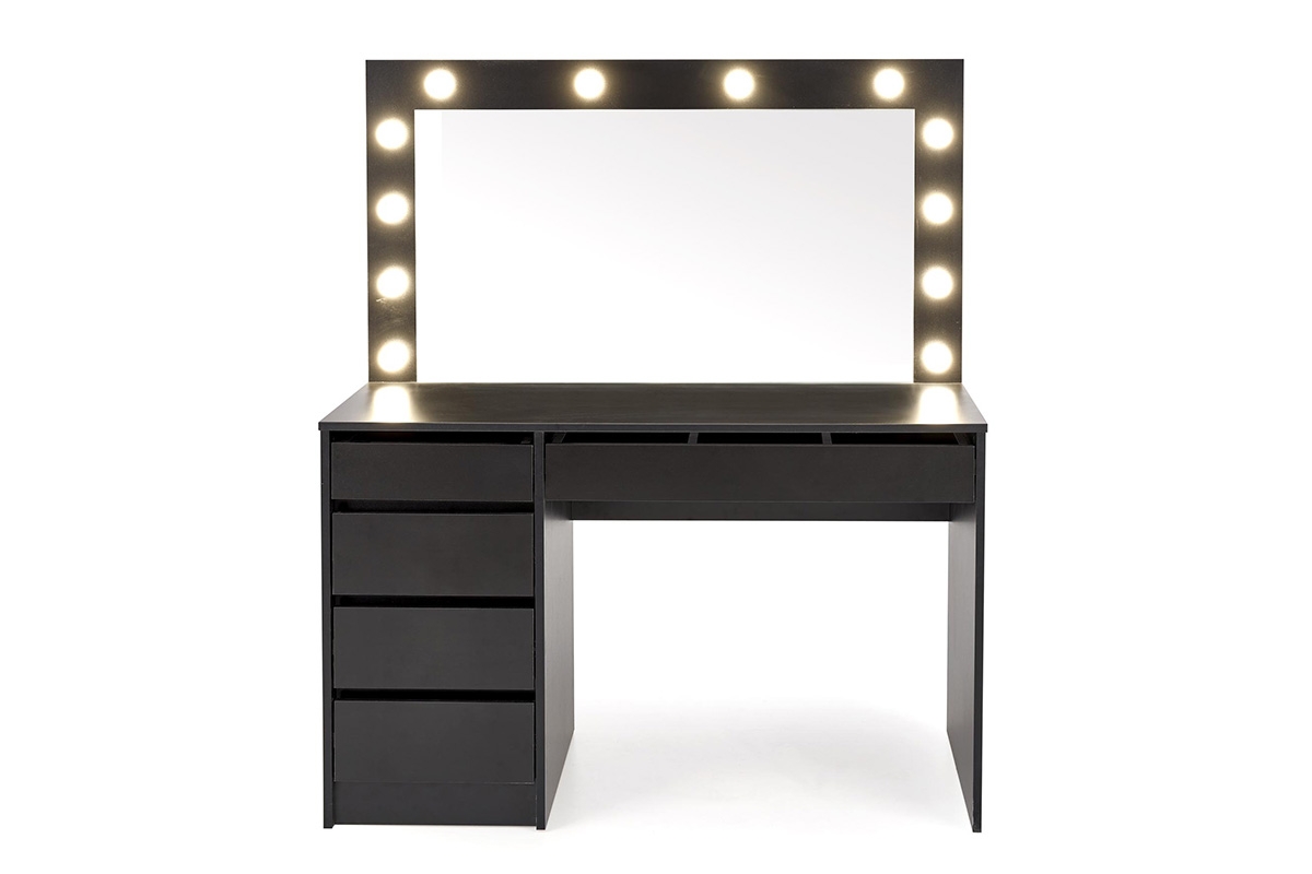 Toaletní stolek Velinio XL 120 cm - černý moderní Toaletní stolek Hollywood XL z podswietleniem i zásuvkami - Černý