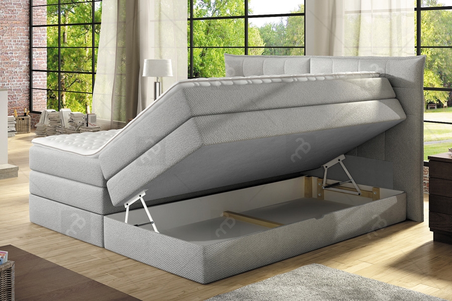Kontinentálna posteľ FY boxspring 160x200 - sivá látka Bonn 95 Boxspring posteľ z pojemnikiem