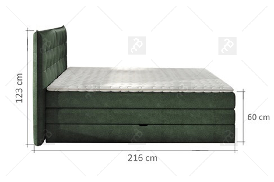 Kontinentálna posteľ FY boxspring 160x200 - sivá látka Bonn 95 Boxspring posteľ Fendy - Rozmery 