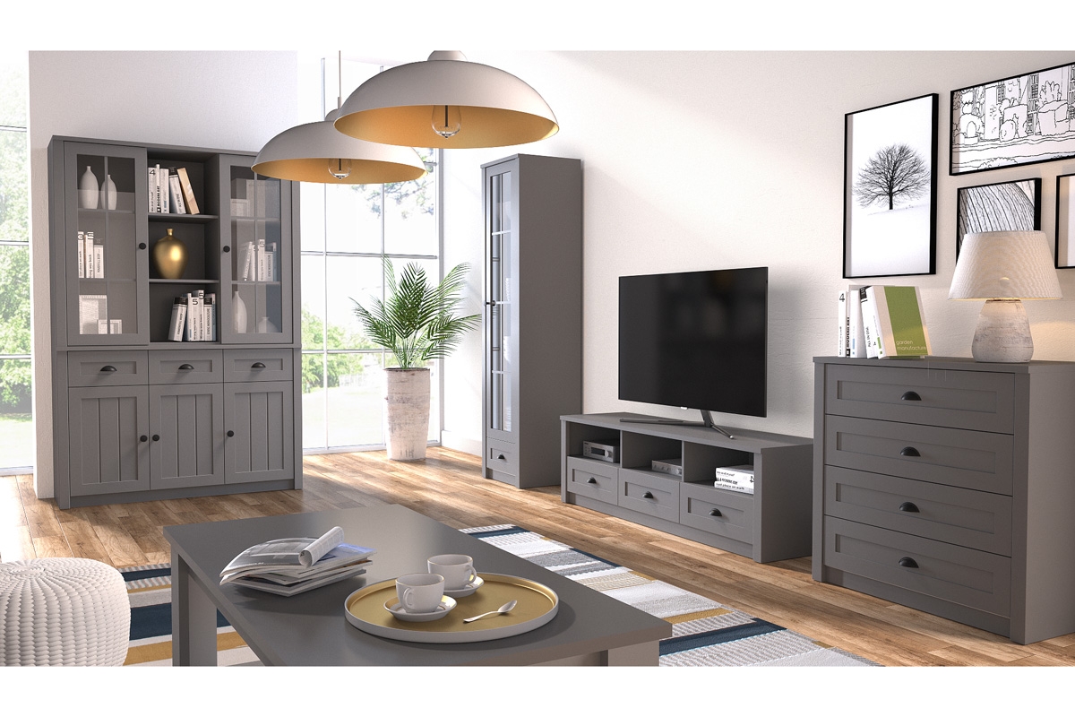 Provence S1D2S egyajtós szekrény, két fiókkal - 60 cm - grafit Komplet nábytku do obývacího pokoje