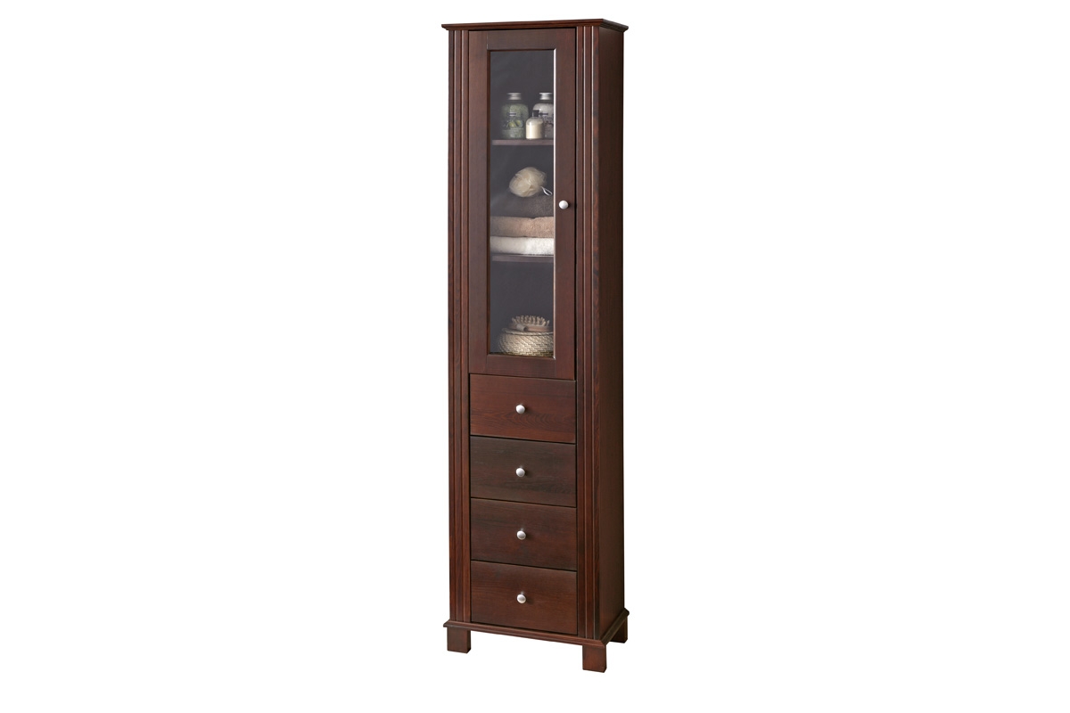 Komplet nábytku z dřeva do koupelny Retro - 85 cm vysoká Skříňka z dřeva v barevném odstínu hnědém