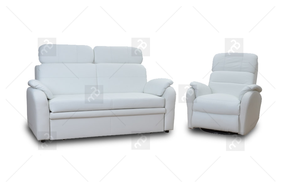 Pohovka Amber - Kůže Bílý komplet nábytku 