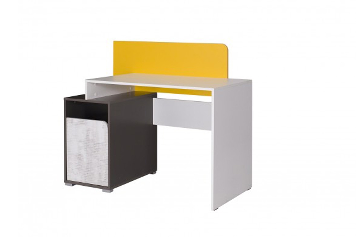 Komplet nábytku pre mládež Travel Biely/Grafit/Enigma/žltá jasne Písací stôl