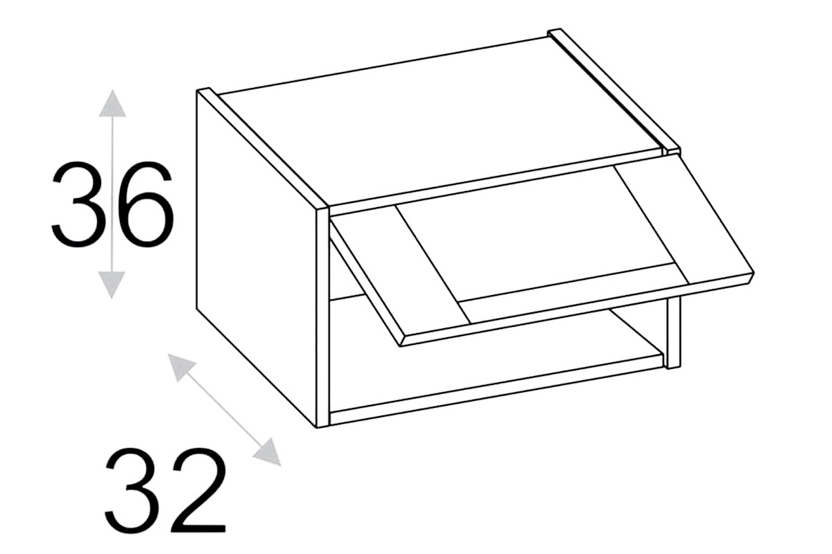 OLIVIA SOFT WOW50/36 - Vitrínová skříňka závěsná (36) se sklopnou přední částí Vitrínová skříňka závěsná se sklopnou přední částí
