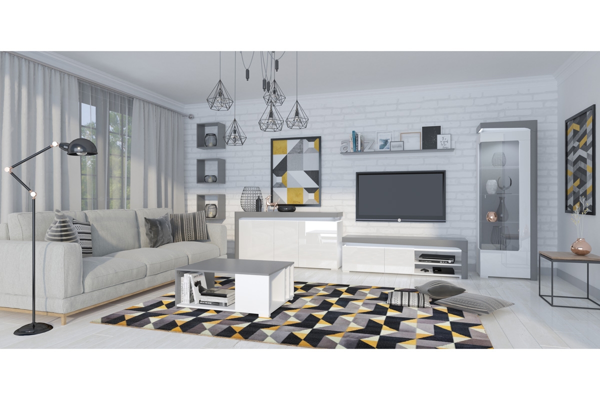 TV skrinka Thea White WHTV-1 Antracit / biely lesk Nábytok do obývačky