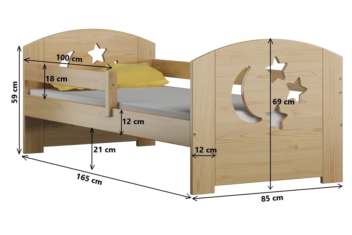 Dětská dřevěná postel výsuvná Stars - Moon DP 021 Certifikát Dětská dřevěná postel výsuvná Stars - Moon