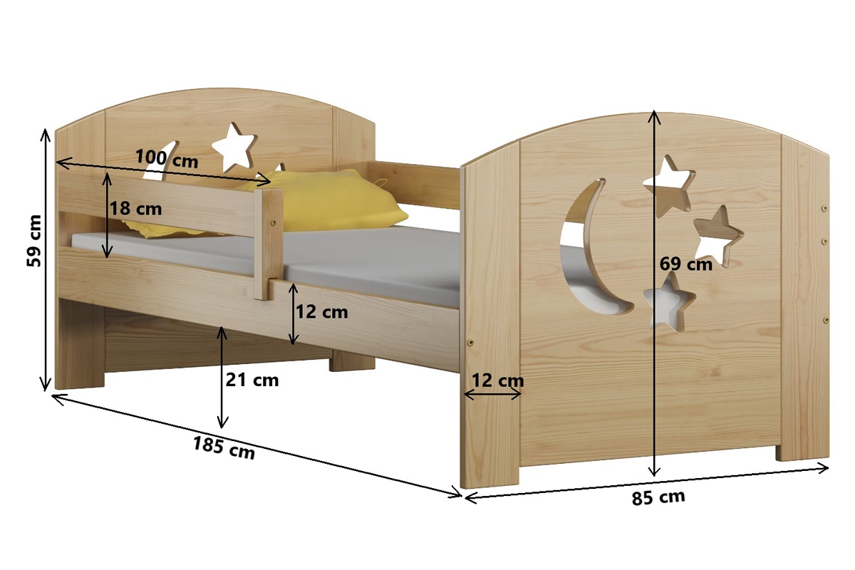 Dětská dřevěná postel výsuvná Stars - Moon DP 021 Certifikát Dětská dřevěná postel výsuvná Stars - Moon DP 021 Certifikát