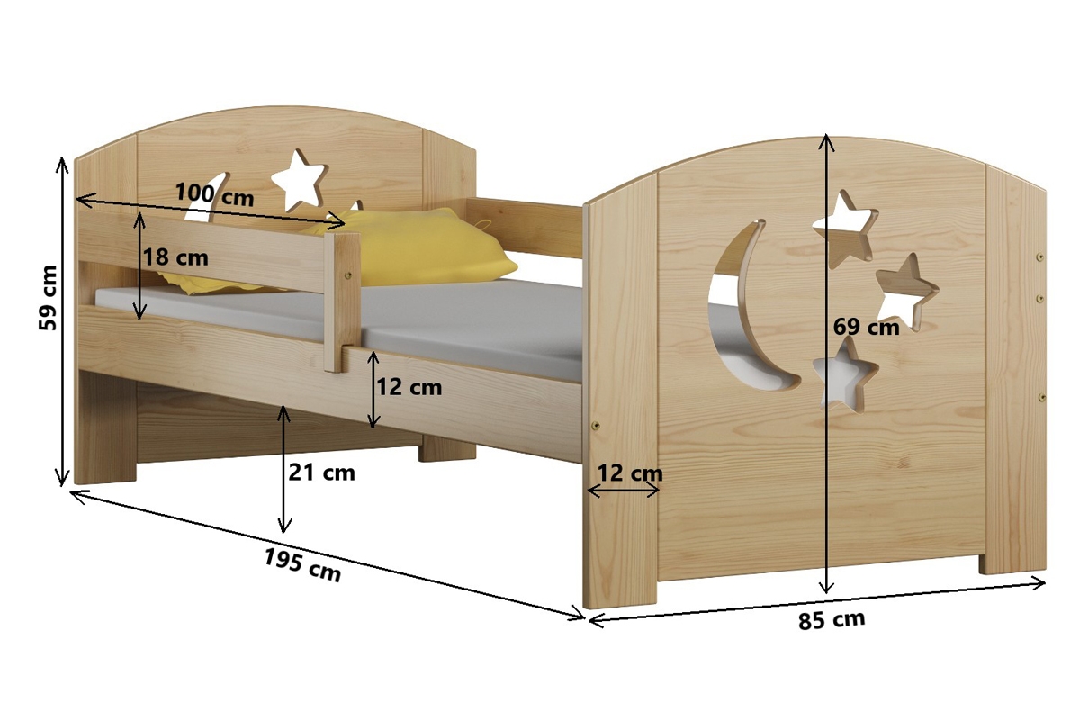 Dětská dřevěná postel výsuvná Stars - Moon DP 021 Certifikát Dětská dřevěná postel výsuvná Stars - Moon
