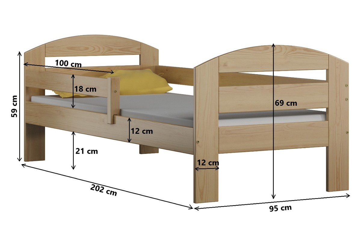 Detská posteľ s výsuvným lôžkom Wiola Posteľ - Rozmery 200x90