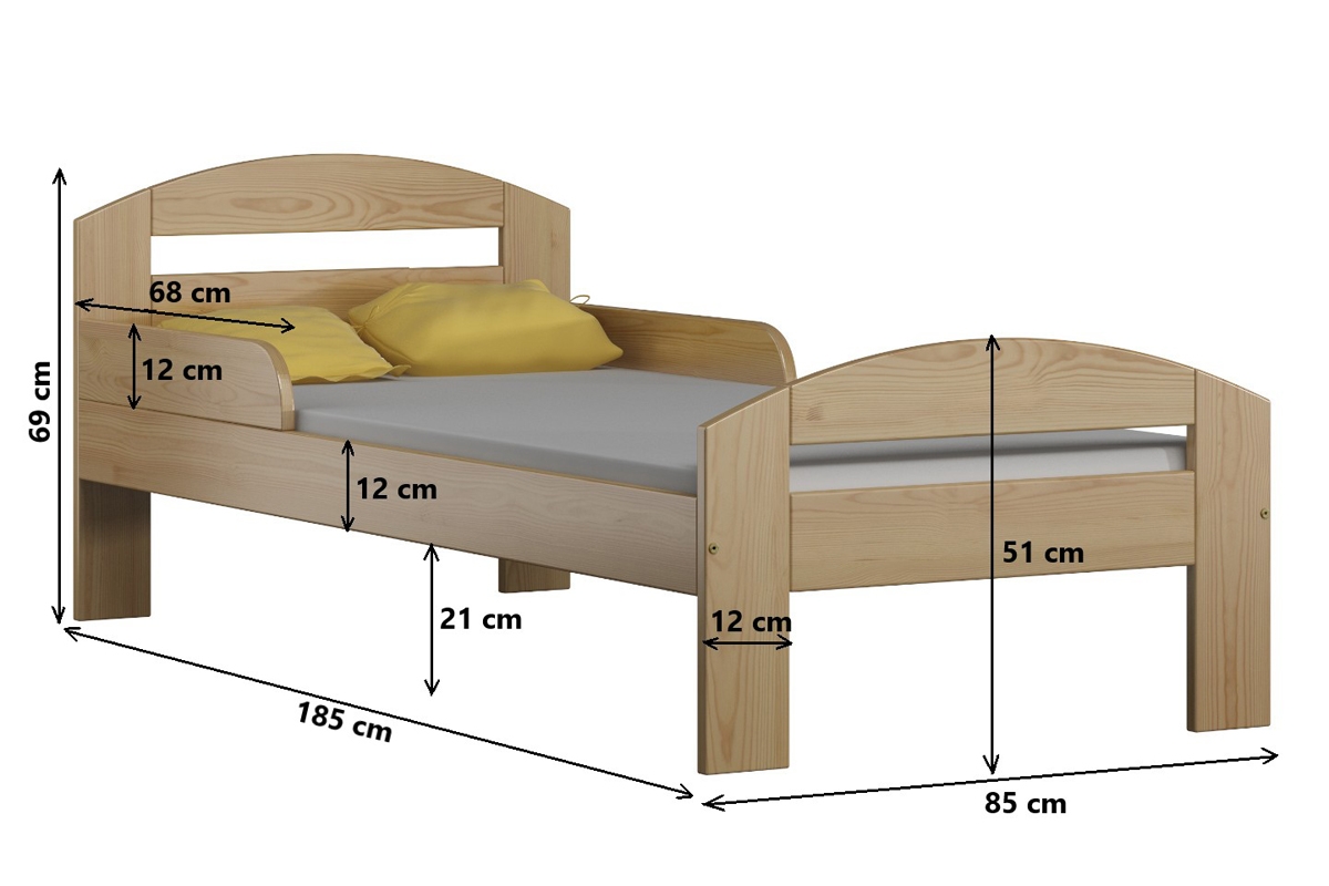 Detská drevená posteľ Wiki s výsuvným extra lôžkom  Posteľ  Wiki - Rozmery