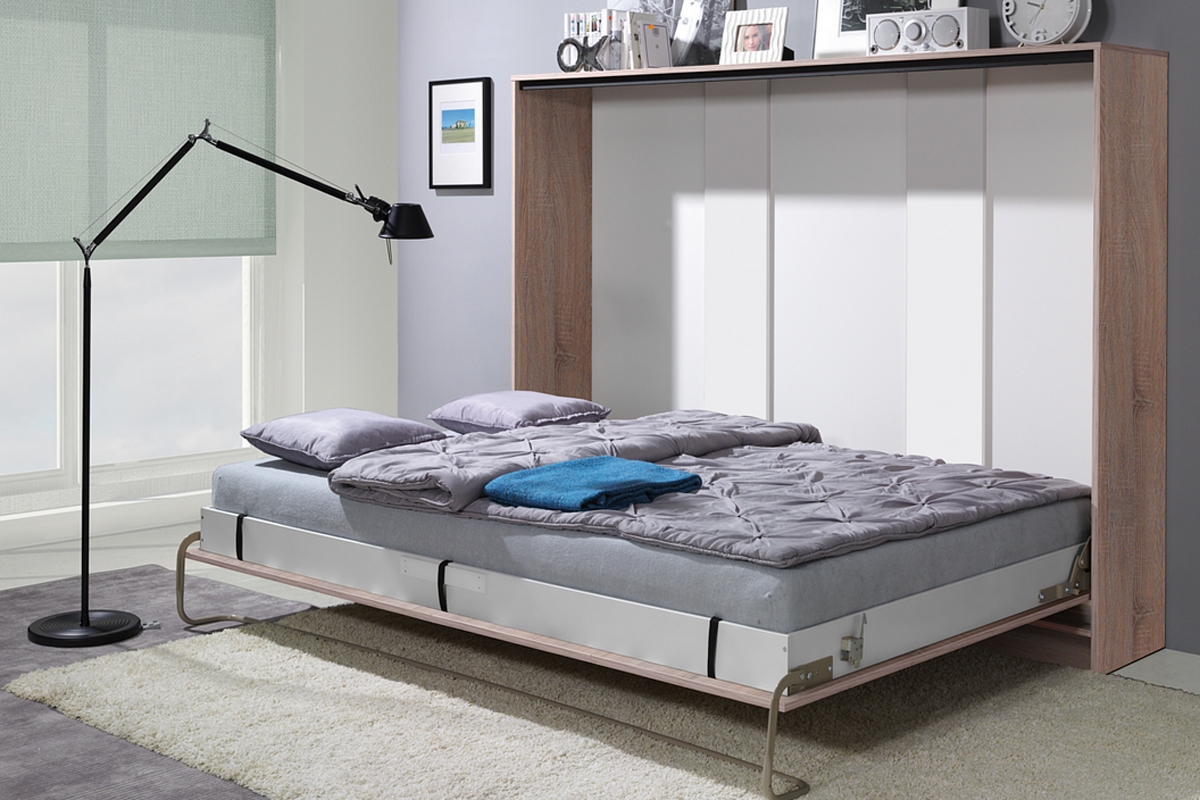 Sklápěcí postel horizontální 120x200 Basic New Elegance - Dub světla sonoma sklápěcí postel do obývacího pokoje