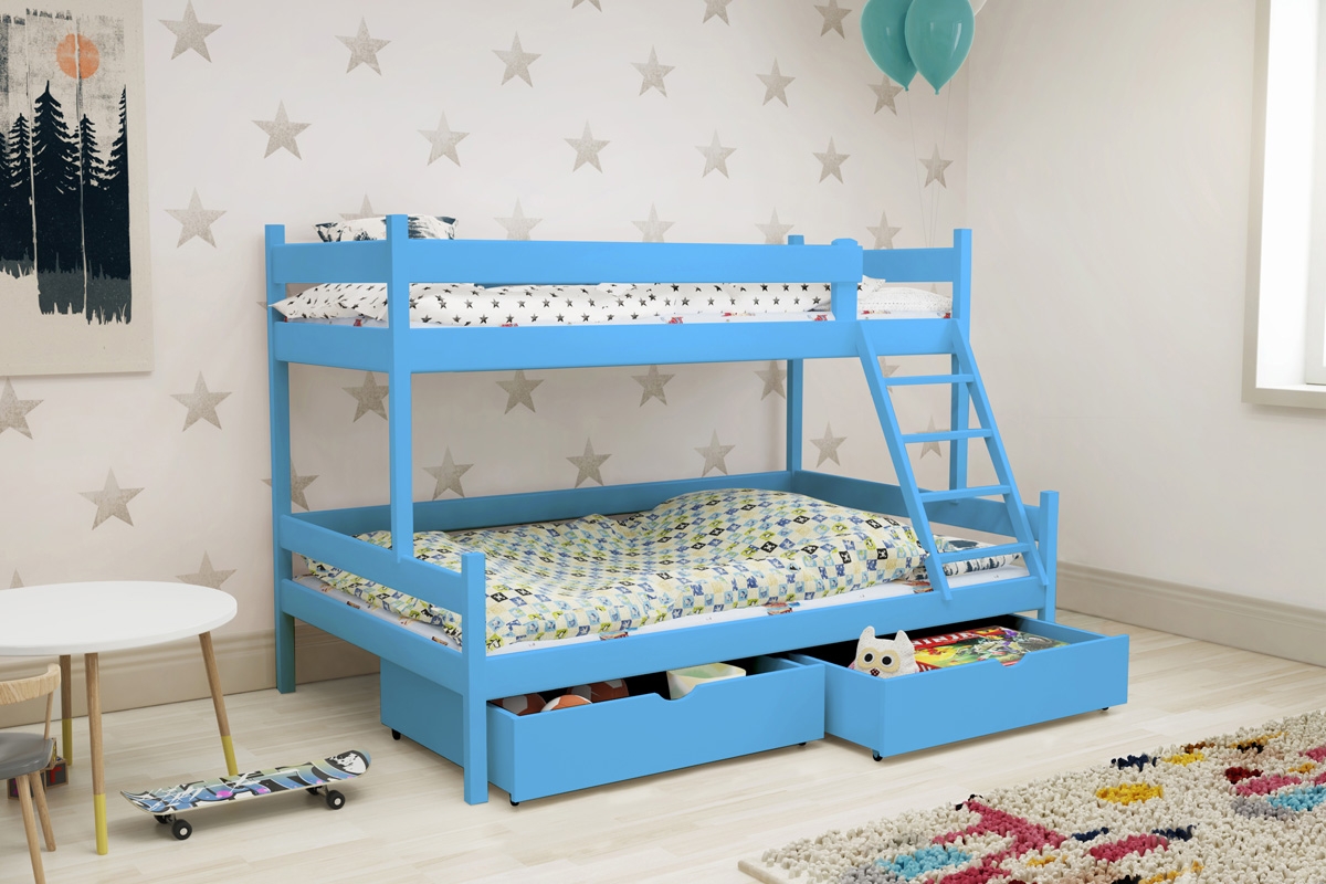 Postel patrová dřevěná Poli 80x190 PPS 002 Certifikát Modré postel dětská