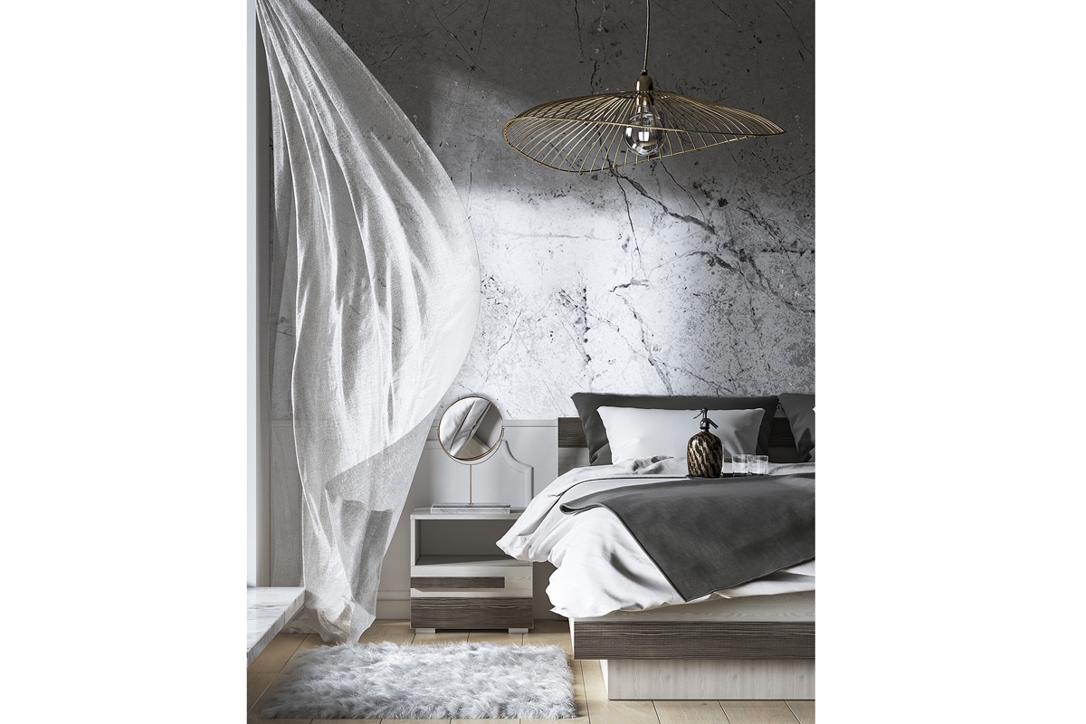 postel Blanco 35 - 160x200 - Borovice sNezna / new grey objemný vnitřní prostor postele