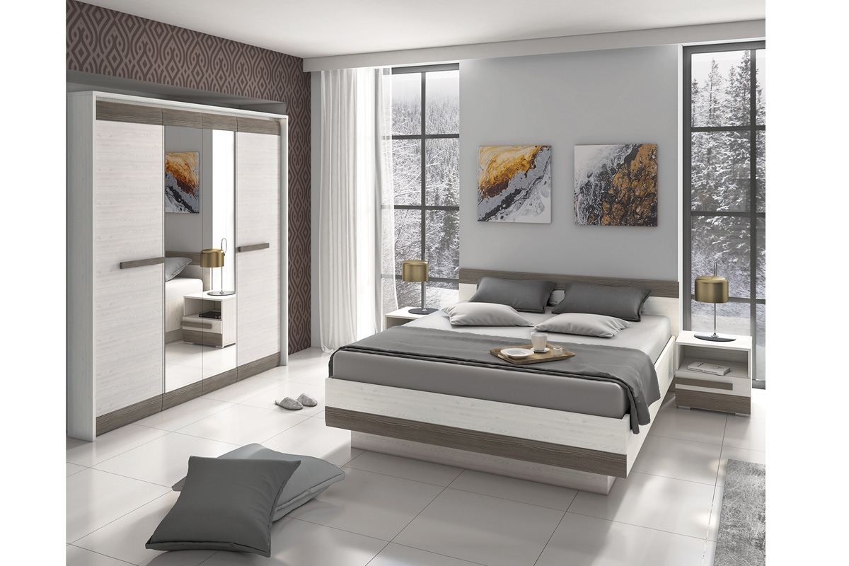 postel Blanco 35 - 160x200 - Borovice sNezna / new grey možnost kombinace s jinými modely systému Blanco