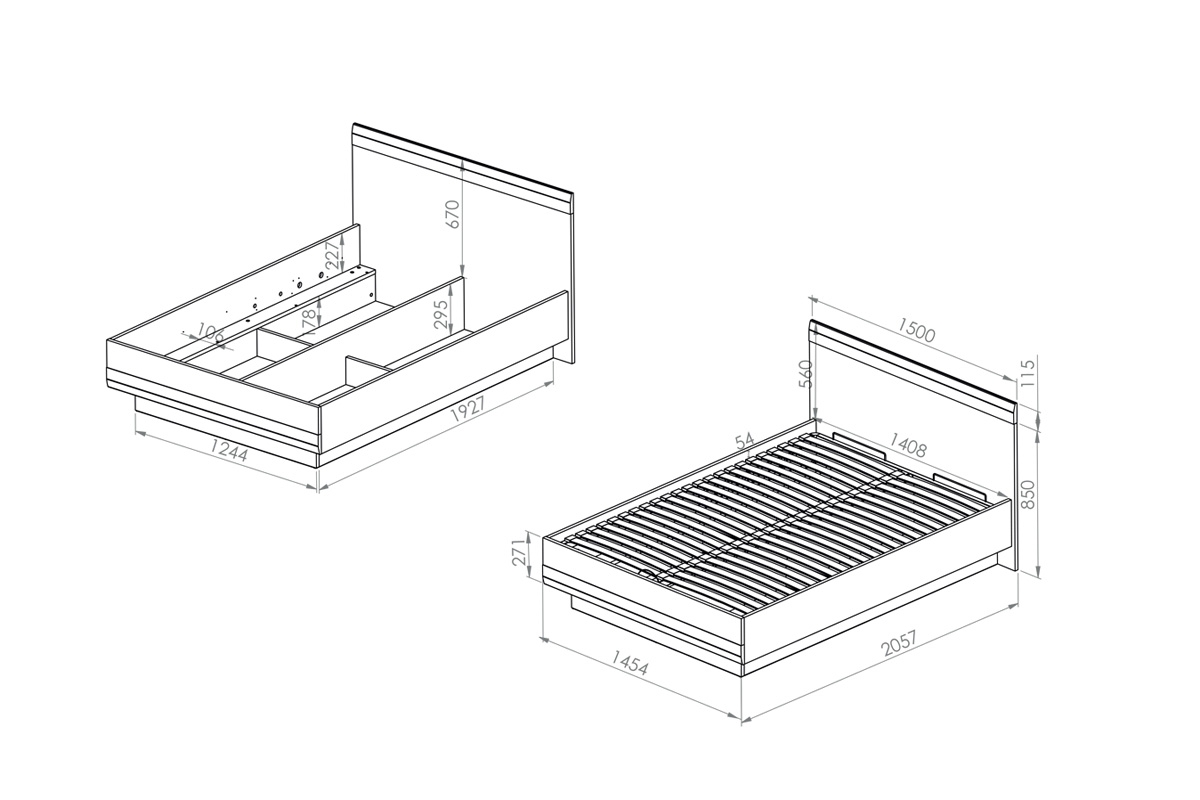 postel Blanco 35 - 160x200 - Borovice sNezna / new grey rozměry postele