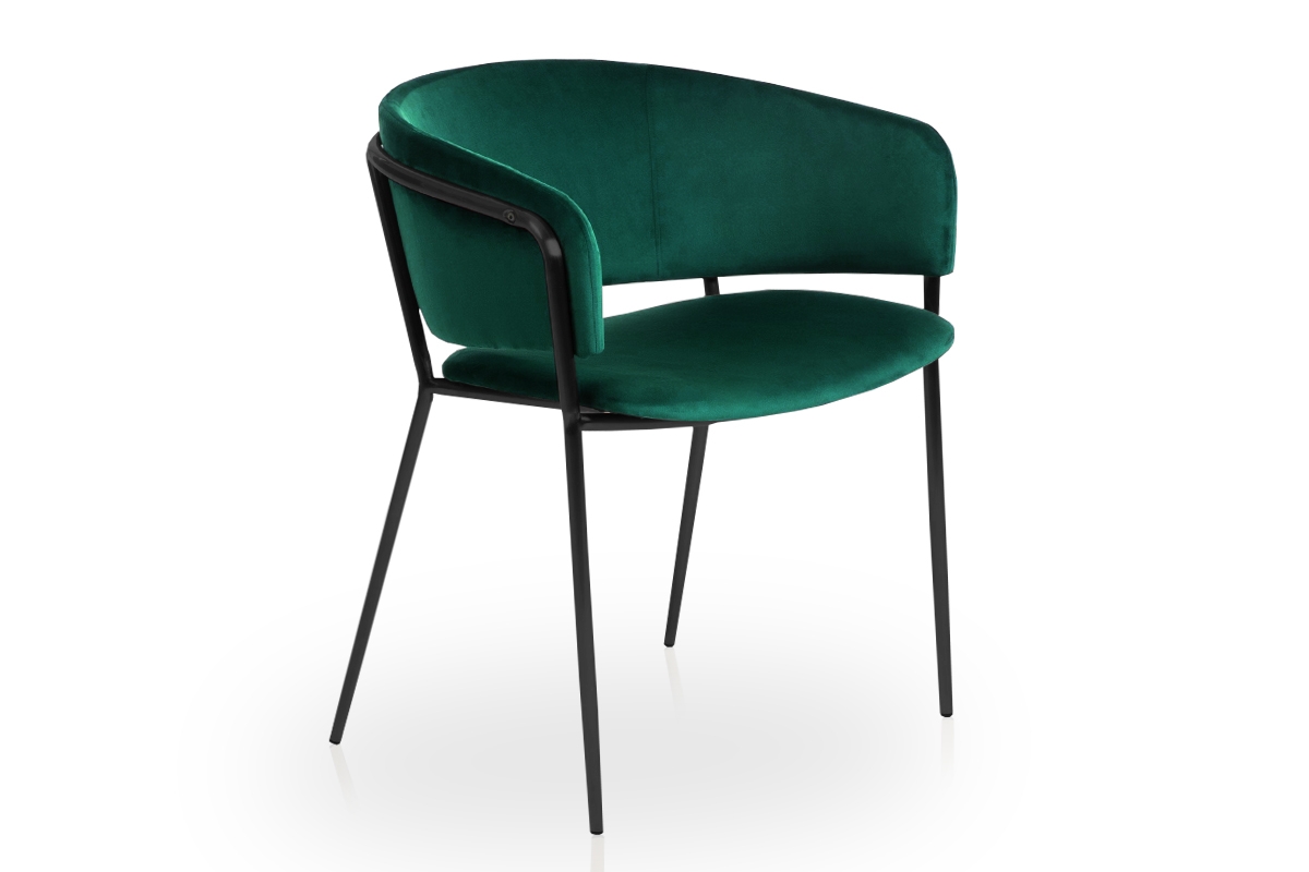 židle čalouněné z podlokietnikami Nicole na czarnym stelazu - Zelený - Výprodej zielone krzesło 