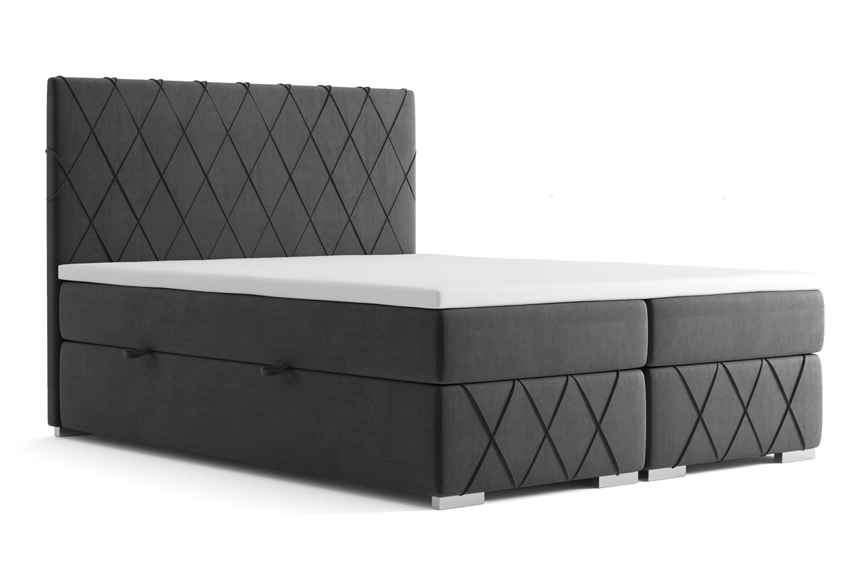 Boxspring postel s úložním prostorem Feba 180x200 šedá postel