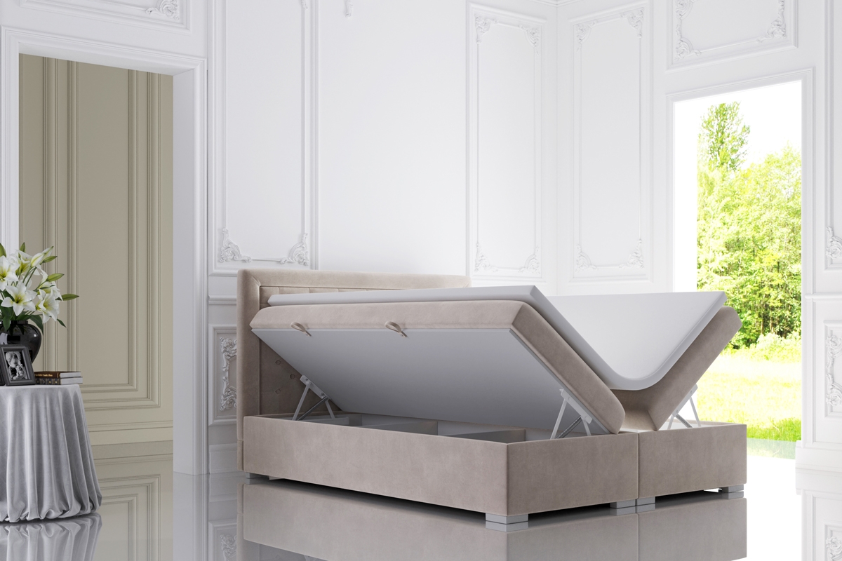 Boxspring postel s úložným prostorem Ofelia 180x200 postel s úložnými prostory na ložní prádlo