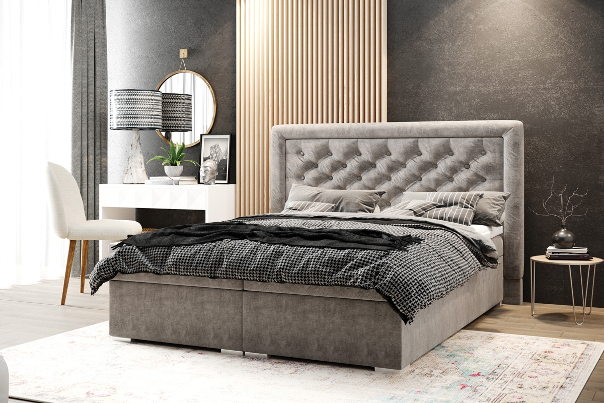Boxspring postel s úložným prostorem Ofelia 180x200 béžová postel do ložnice 