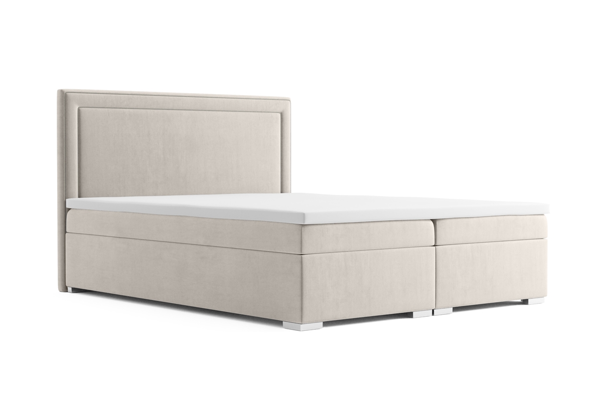 Boxspring postel s úložnými prostory Adelino 160x200 béžová, čalouněná postel 160x200