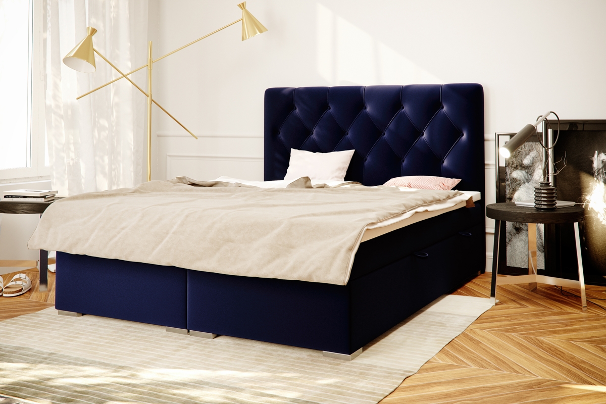 Boxspring posteľ s úložným priestorom Izyda 160x200 námornícka modráowe Posteľ 160x200 