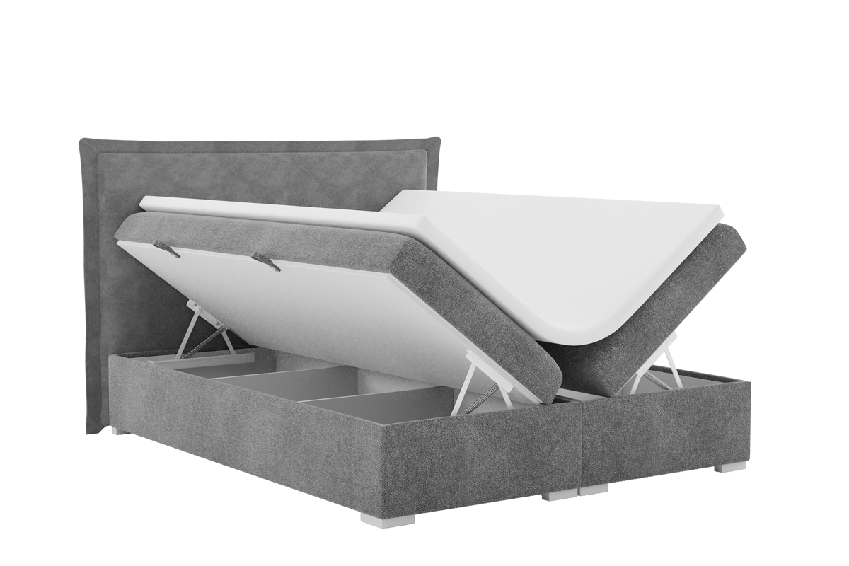 Boxspring posteľ s úložným priestorom Temida 160x200 šedá Posteľ do spálne 160x200 z pojemnikami na posciel