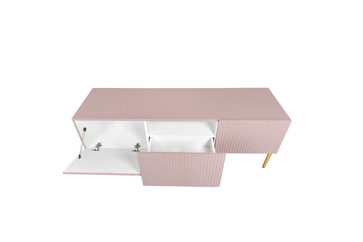 TV stolek Nicole 150 cm - antická růžová / zlaté nožky Skříňka tv do obývacího pokoje