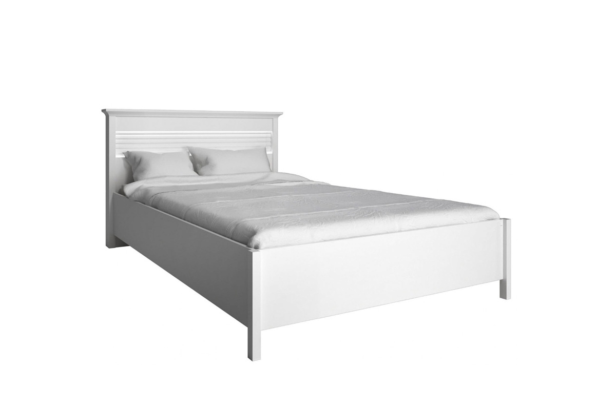 Postel do ložnice s úložným dostorem a osvětlením Desentio 160x200 - Bílá alpská matná moderní postel desentio
