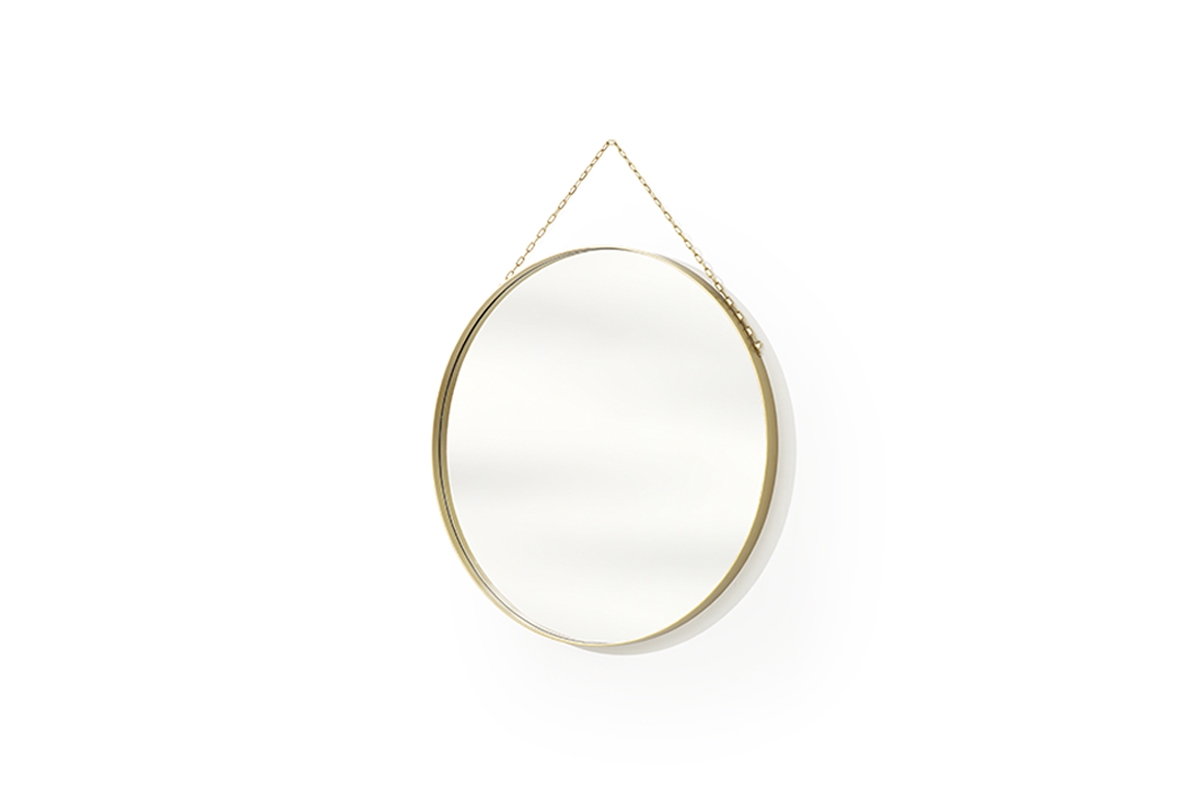 Zrcadlo Nicole kulaté  60 cm - zlaté lustro na łańcuszku