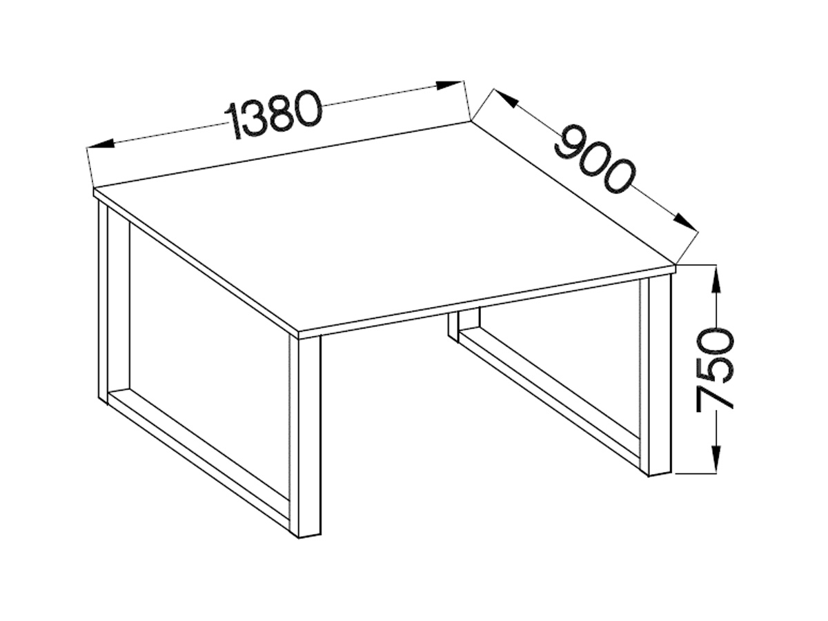 Ipari loft asztal 138x90 cm - fehér / fekete Stůl loftový Industriální 138x90 - bílý / Fekete - Rozměry