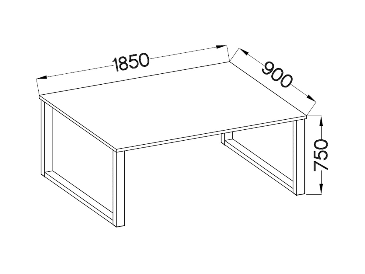 Stůl loftový Industriální 185x90 - bílý / černý Stůl loftový Industriální 185x90 - bílý / černý - Rozměry