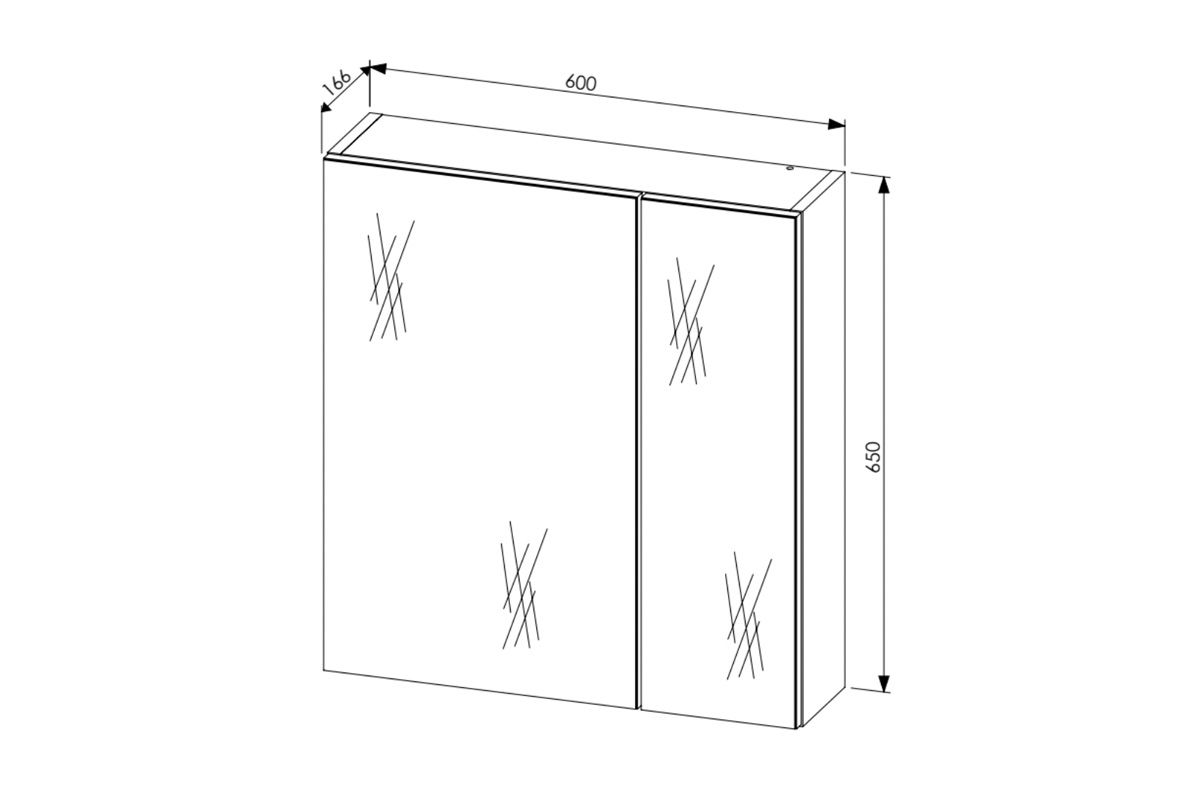 Sada koupelnového nábytku Leonardo White II - Bílý / Dub Sherman Skříňka zrcadlová Rozměry 