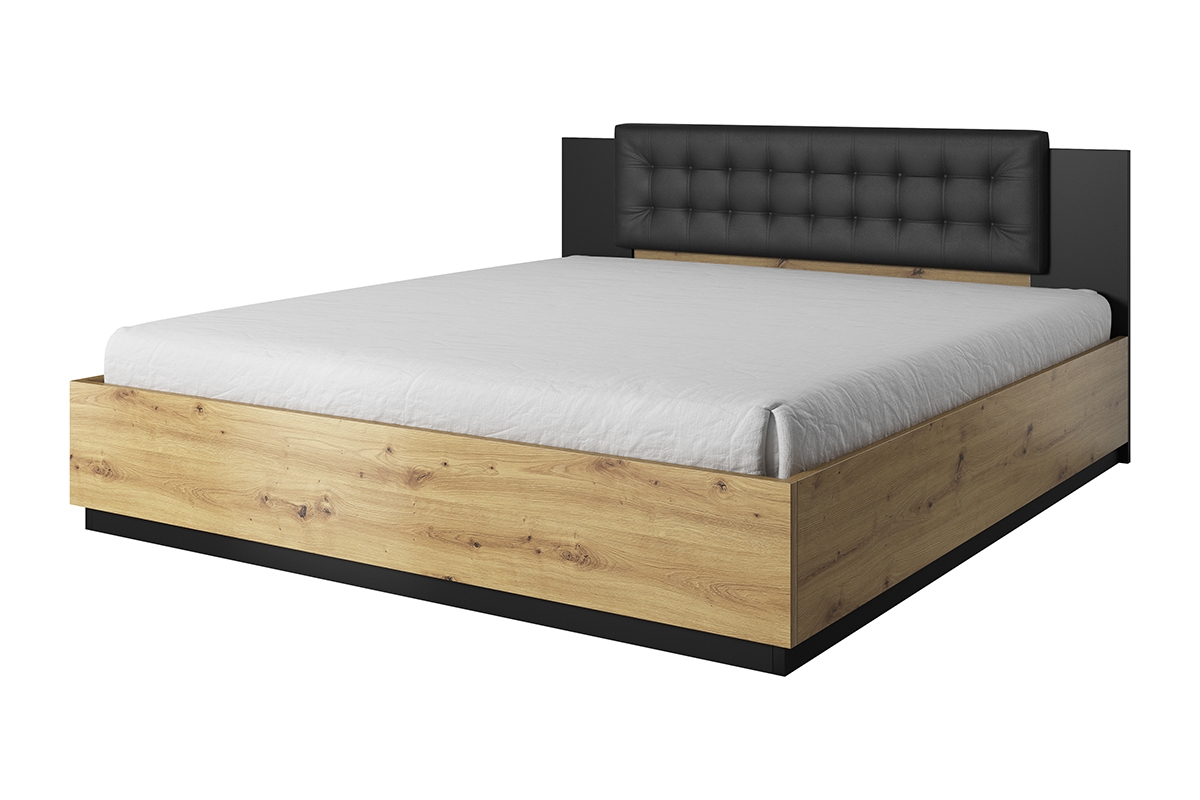 Postel Sigma 180x200 s čalouněným čelem a úložným prostorem - artisan / Černý supermat postel s čelem