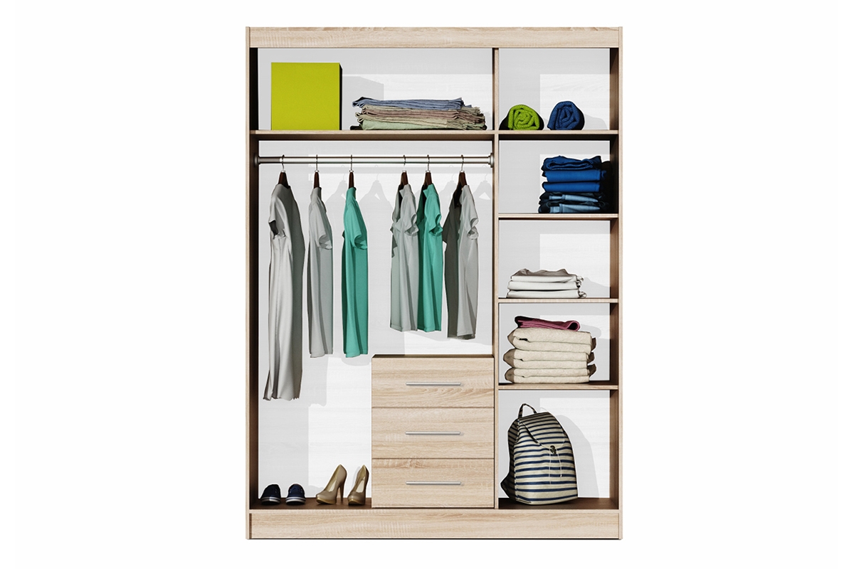 Skříň Bali 147 cm - dub sonoma skříň Bali wnetrze