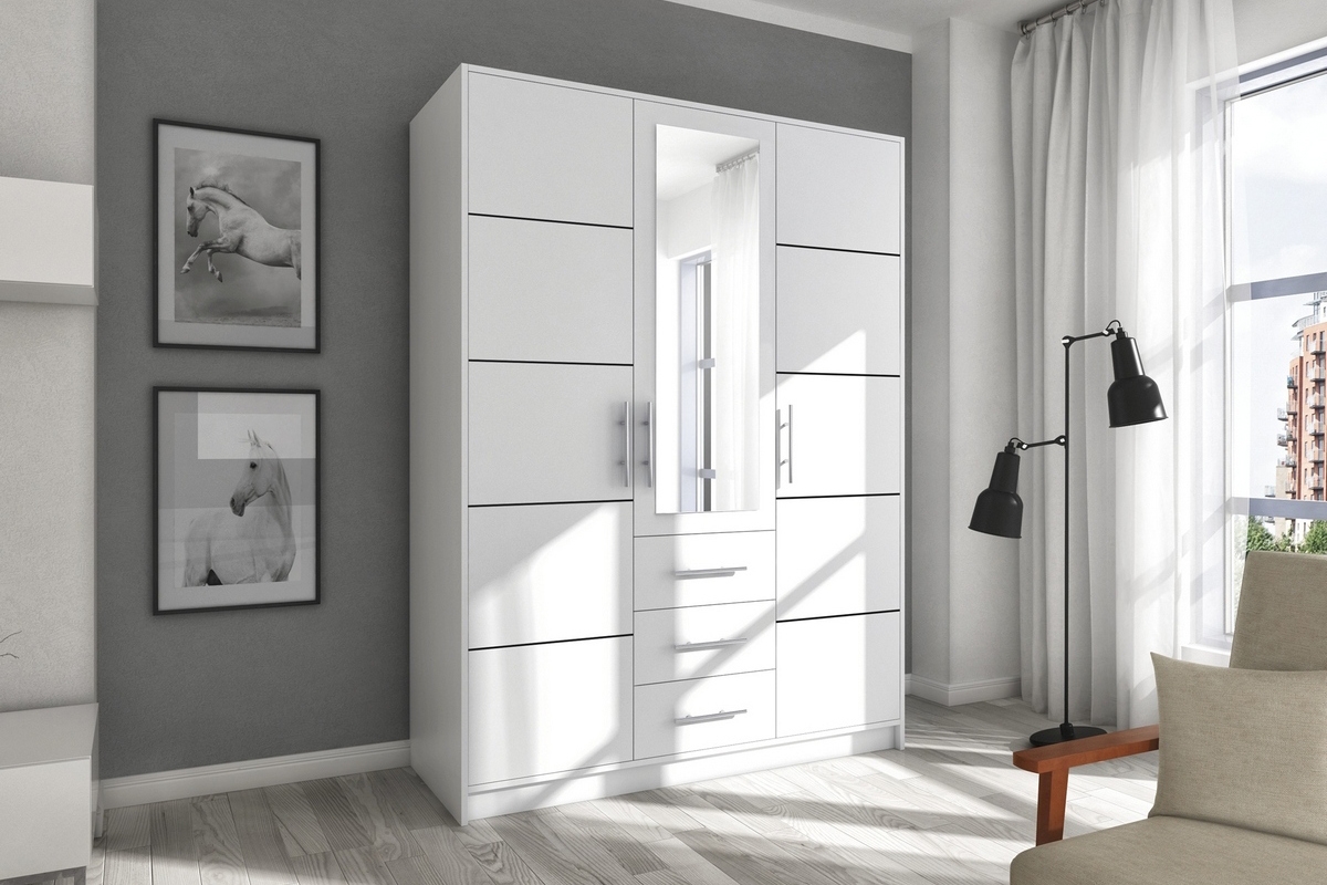 Šatníková skriňa Bali 147 cm - biela Skriňa Bali vizualizácia
