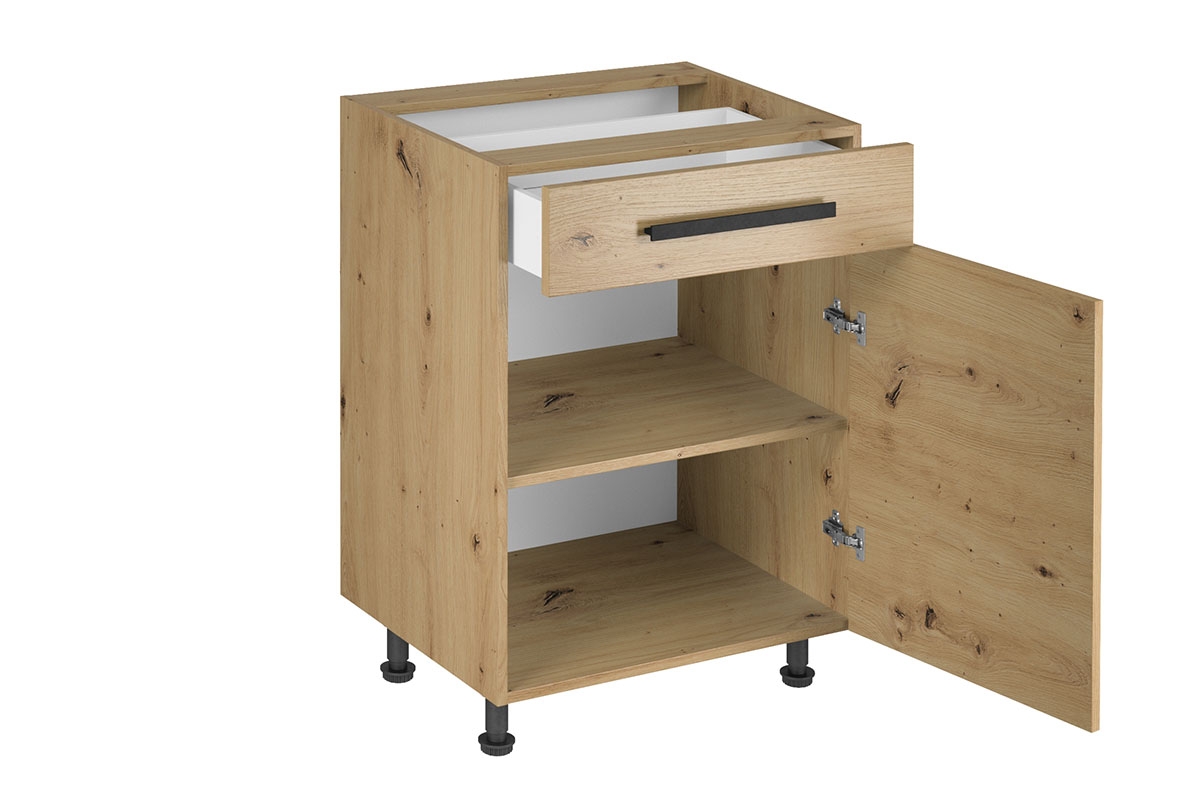 skříňka kuchyňská spodní Langen D60S1 jednodveřová z szuflada - dub artisan Langen D60S1 Skříňka spodní se zásuvkou - wnetrze z uchwytem 