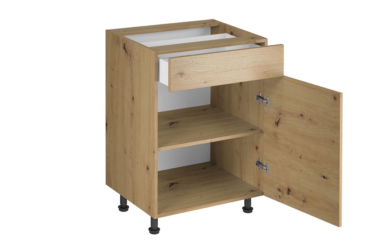 skříňka kuchyňská spodní Langen D60S1 jednodveřová z szuflada - dub artisan Langen D60S1 Skříňka spodní se zásuvkou - wnetrze