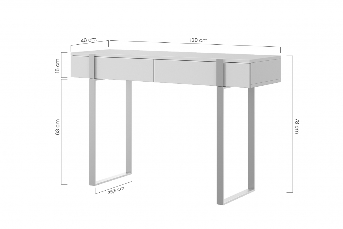 Verica modern konzolasztal/sminkasztal - szénfekete / arany lábak Rozměry nábytku