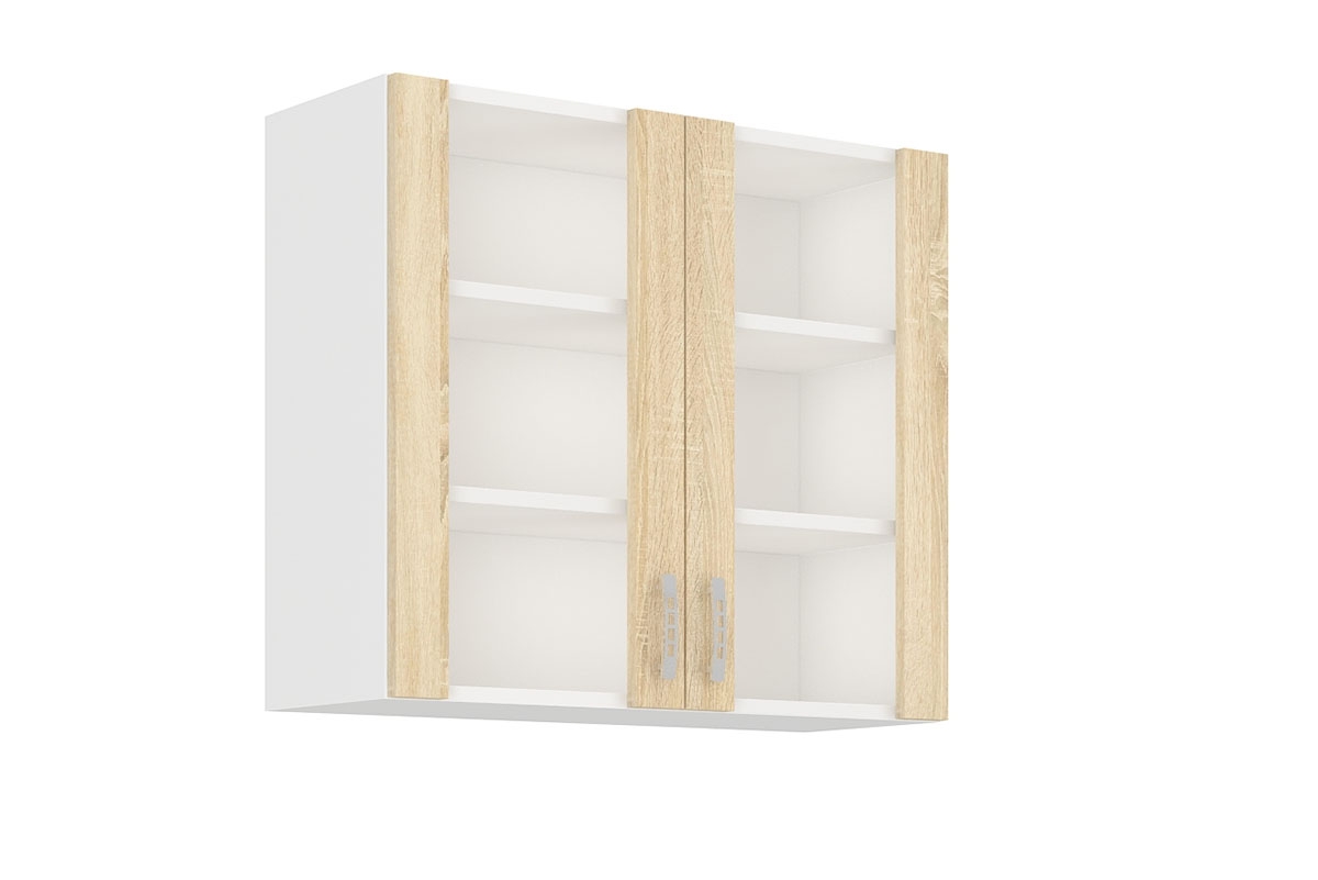 Závěsná vitrínová skříňka Natil 80 GS-72 2F - dub sonoma / bílá Skříňka kuchyňská witrynowa Natil 80 GS-72 2F - Dub sonoma / Bílá