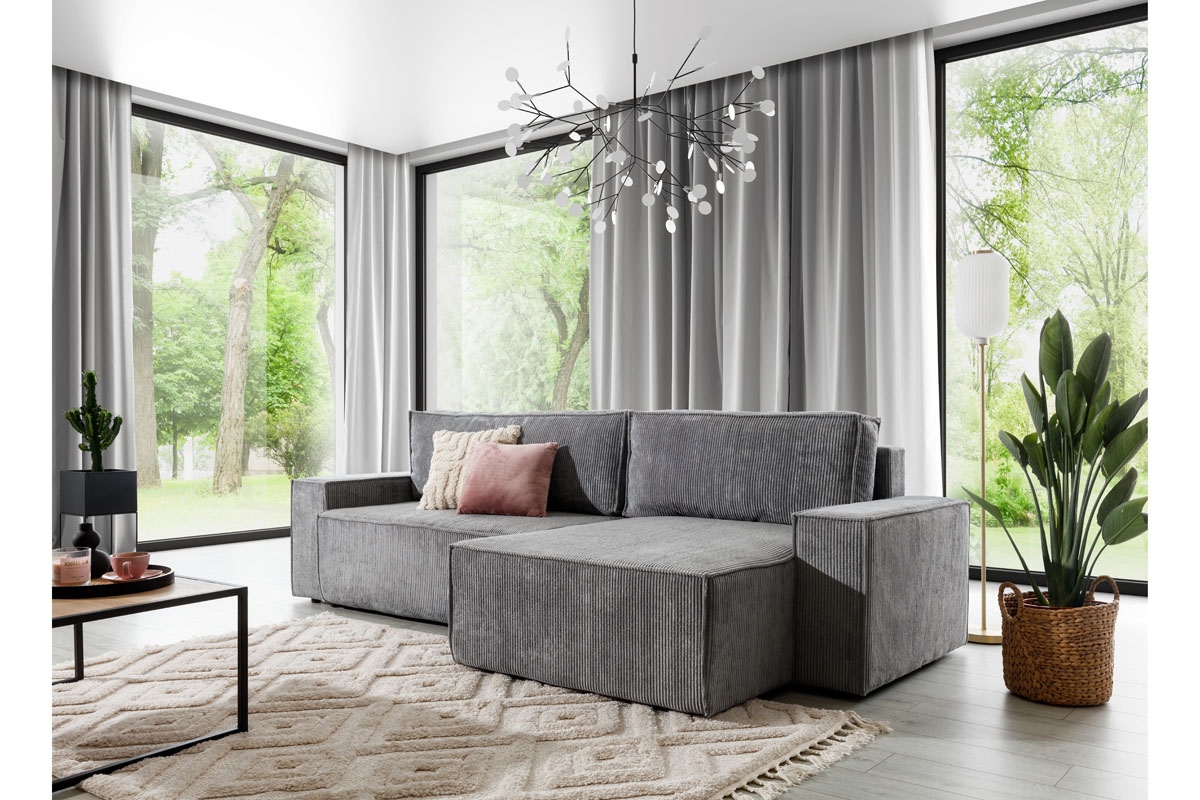 Rohová sedacia súprava pravá rozkladacia Flabio Mini - šedý menčester Lincoln 90 Rohová sedacia súprava Flabio Mini 