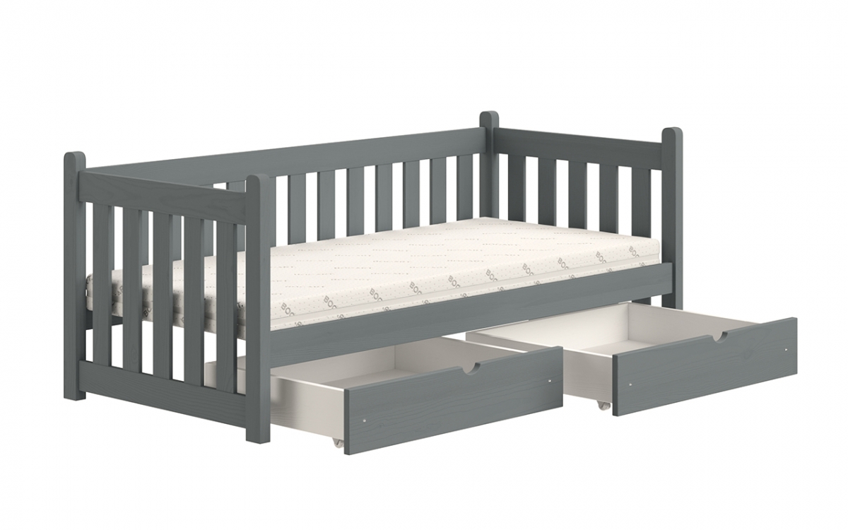 Dětská postel Swen 70x140 cm se zásuvkami - grafitová postel přízemní dřevěná Swen DP 001 - grafit