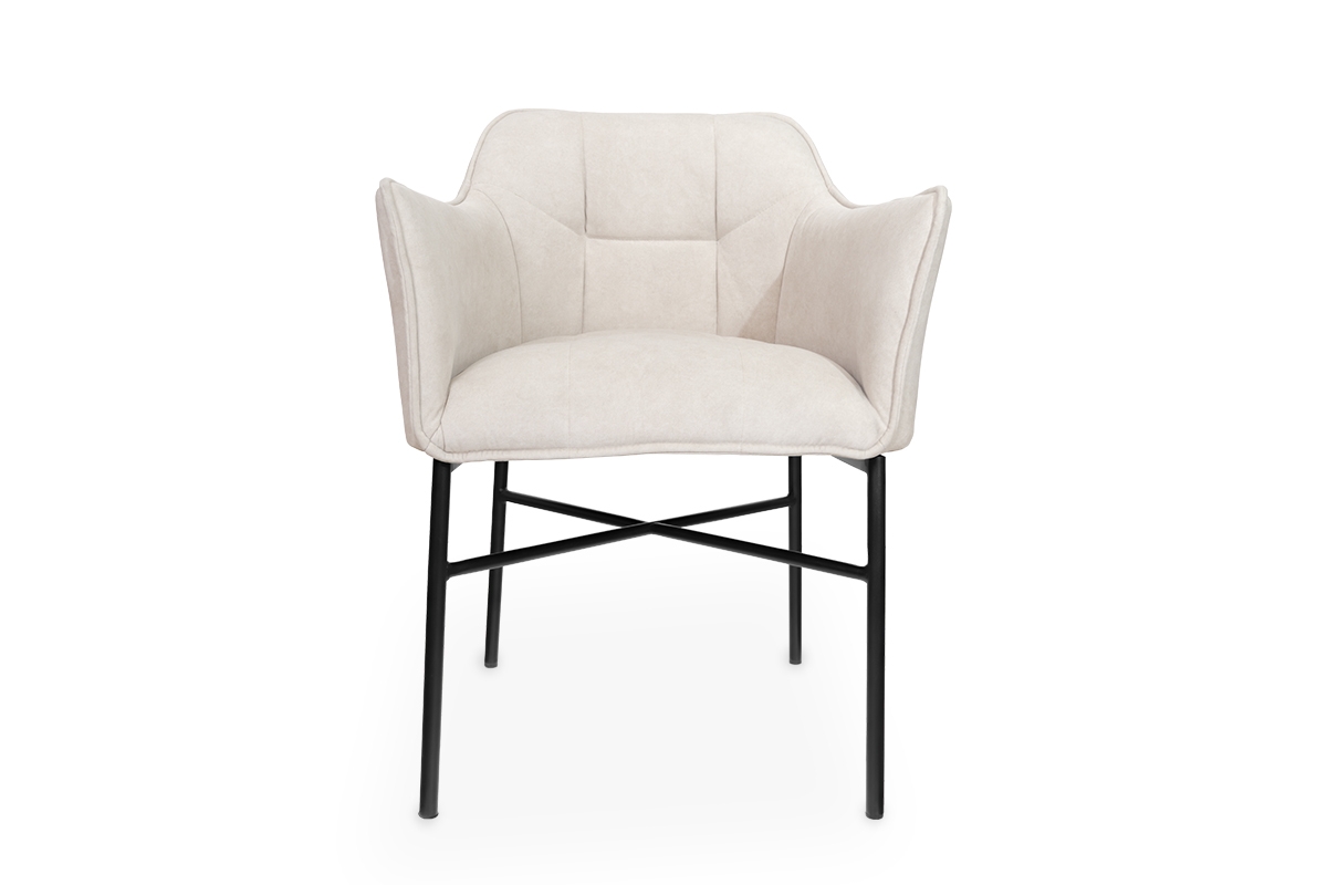 Stolička čalúnená z podlokietnikami Rozalio - béžový Cloud 03 / čierny nožičky - Koncovka Série Stolička na metalowym stelazu